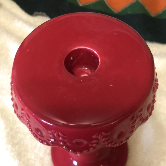 Signature Housewares Red Victorian Candle Stick 8.5”x4.5” - Picture 5 of 6